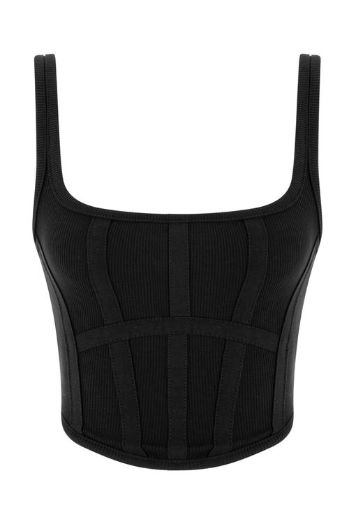  U YAKA ASKILI KORSE BLUZ