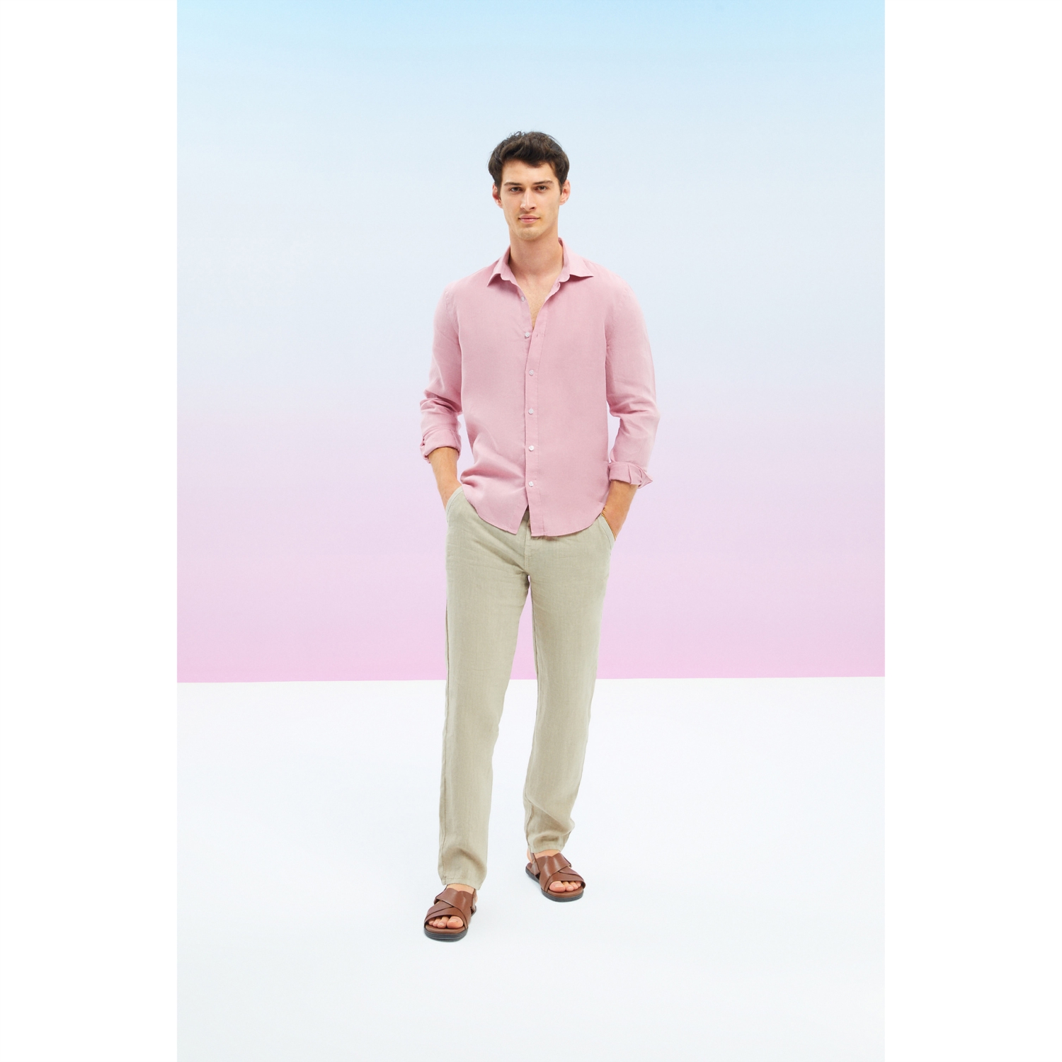 SLIM FIT KETEN GÖMLEK