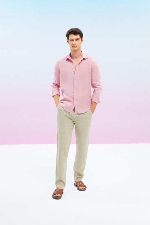  SLIM FIT KETEN GÖMLEK