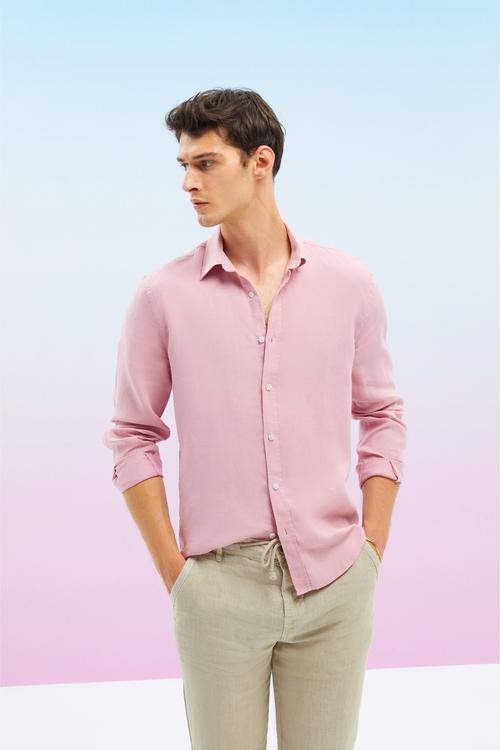  SLIM FIT KETEN GÖMLEK