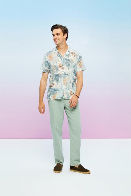  EGZOTİK DESENLİ KISA KOLLU REGULAR FIT GÖMLEK