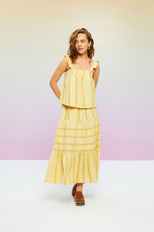  ETNİK DESENLİ UZUN KLOŞ ETEK