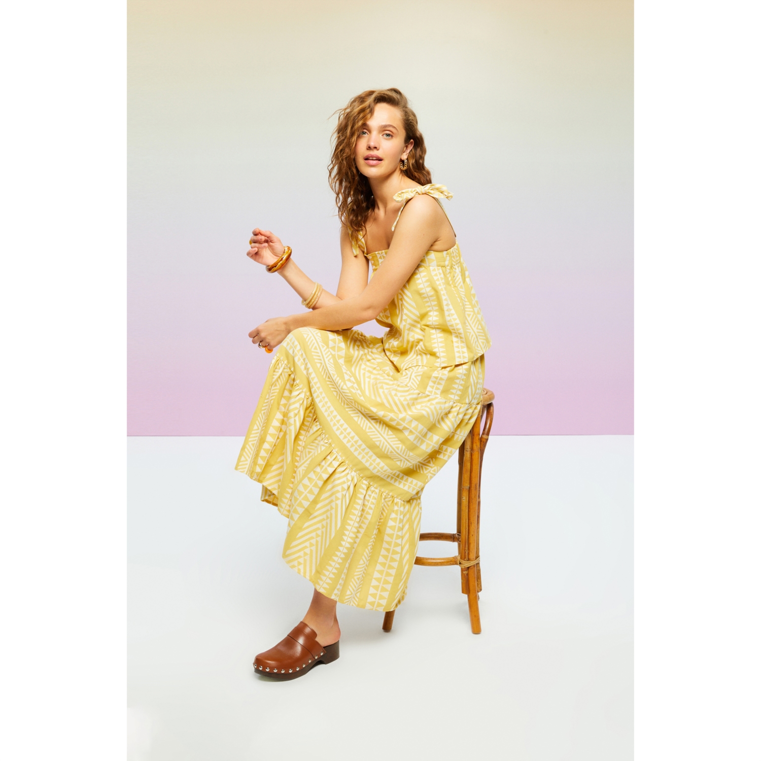 ETNİK DESENLİ UZUN KLOŞ ETEK