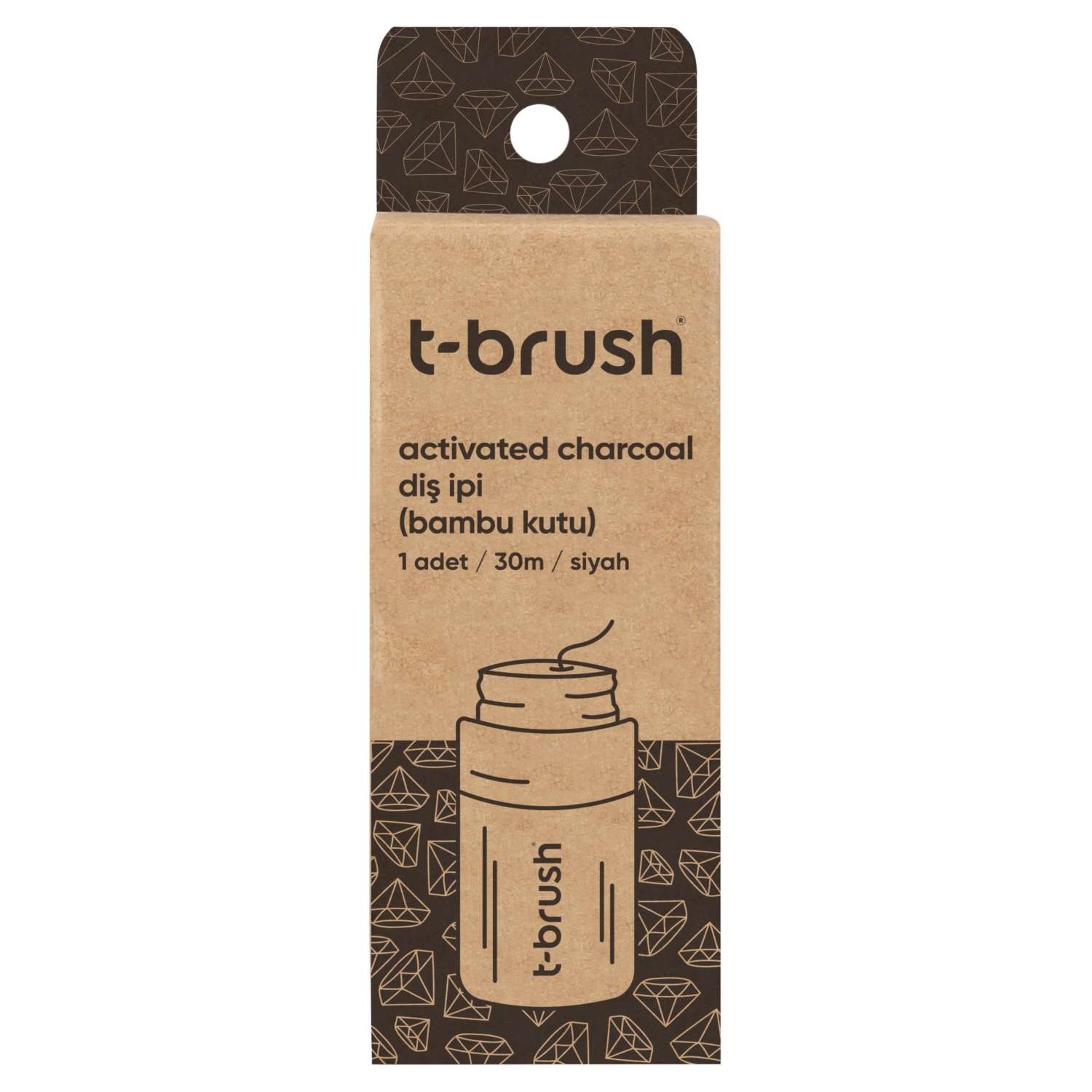 T-BRUSH ACTİVATED CHARCOAL DİŞ İPİ BAMBU KUTU