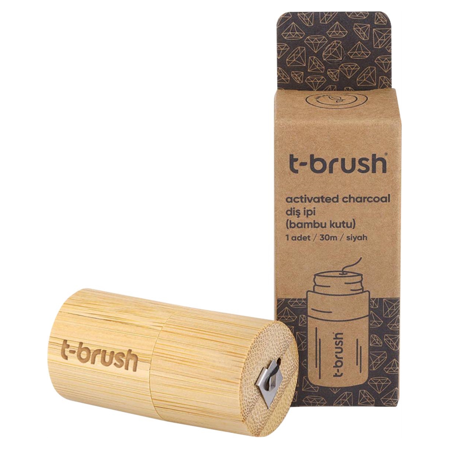 T-BRUSH ACTİVATED CHARCOAL DİŞ İPİ BAMBU KUTU