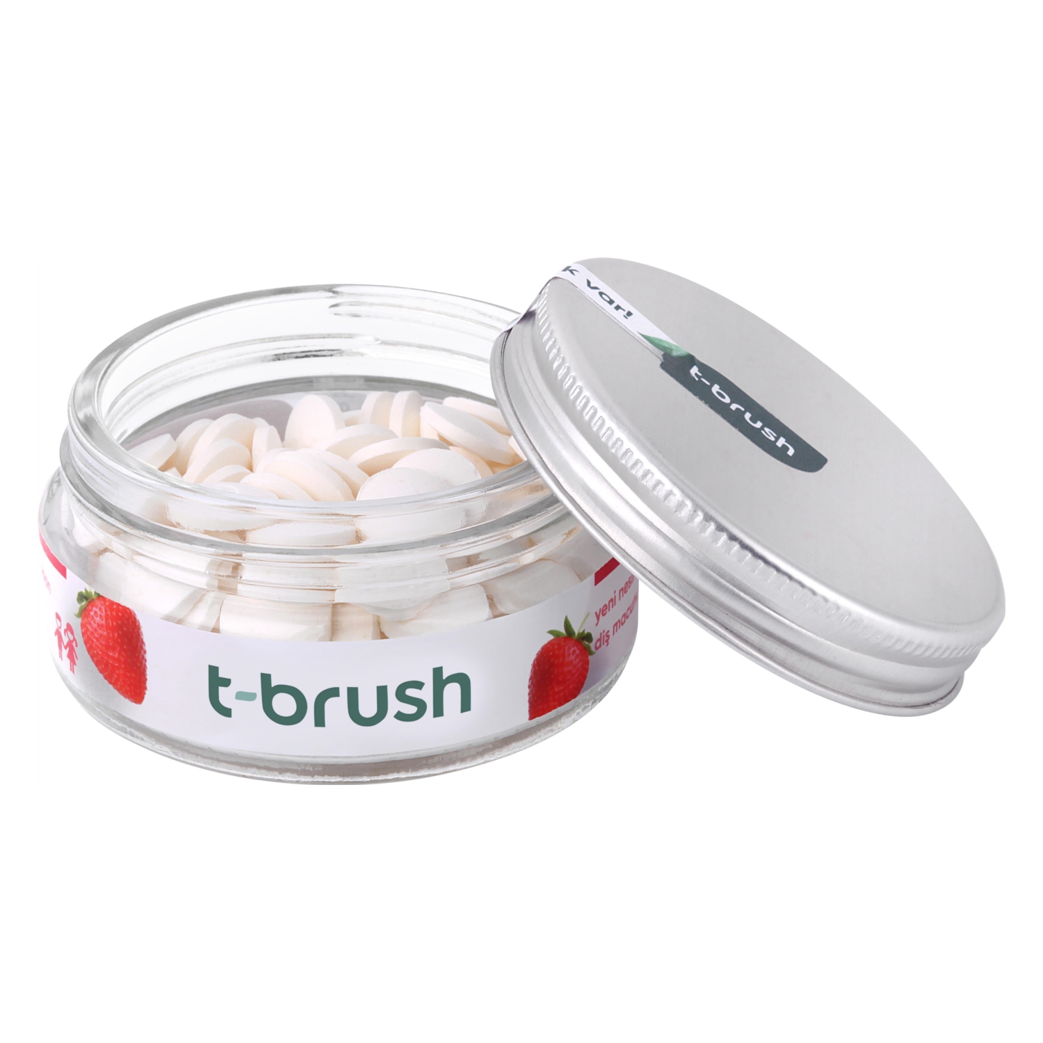T-BRUSH ÇİLEK AROMALI FLÖRÜRLÜ DİŞ MACUNU TABLETİ