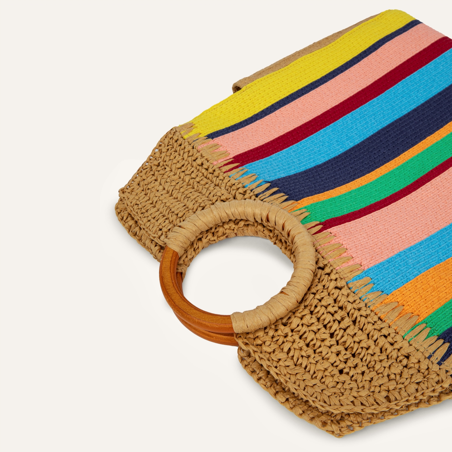 RENK BLOKLU HASIR EL ÇANTASI