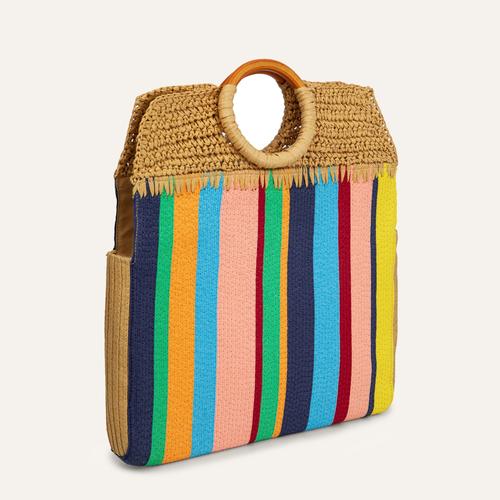  RENK BLOKLU HASIR EL ÇANTASI