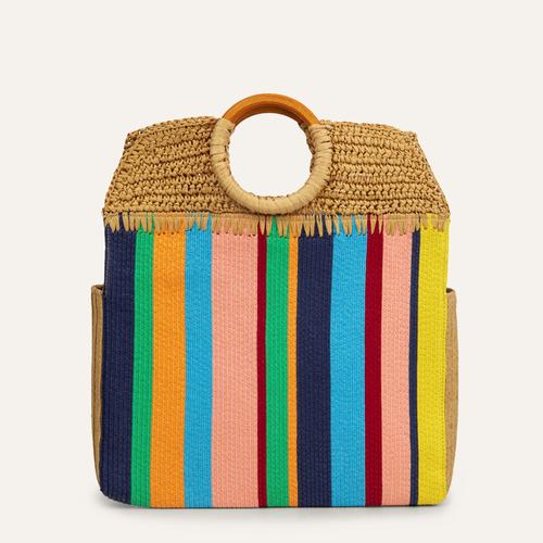  RENK BLOKLU HASIR EL ÇANTASI