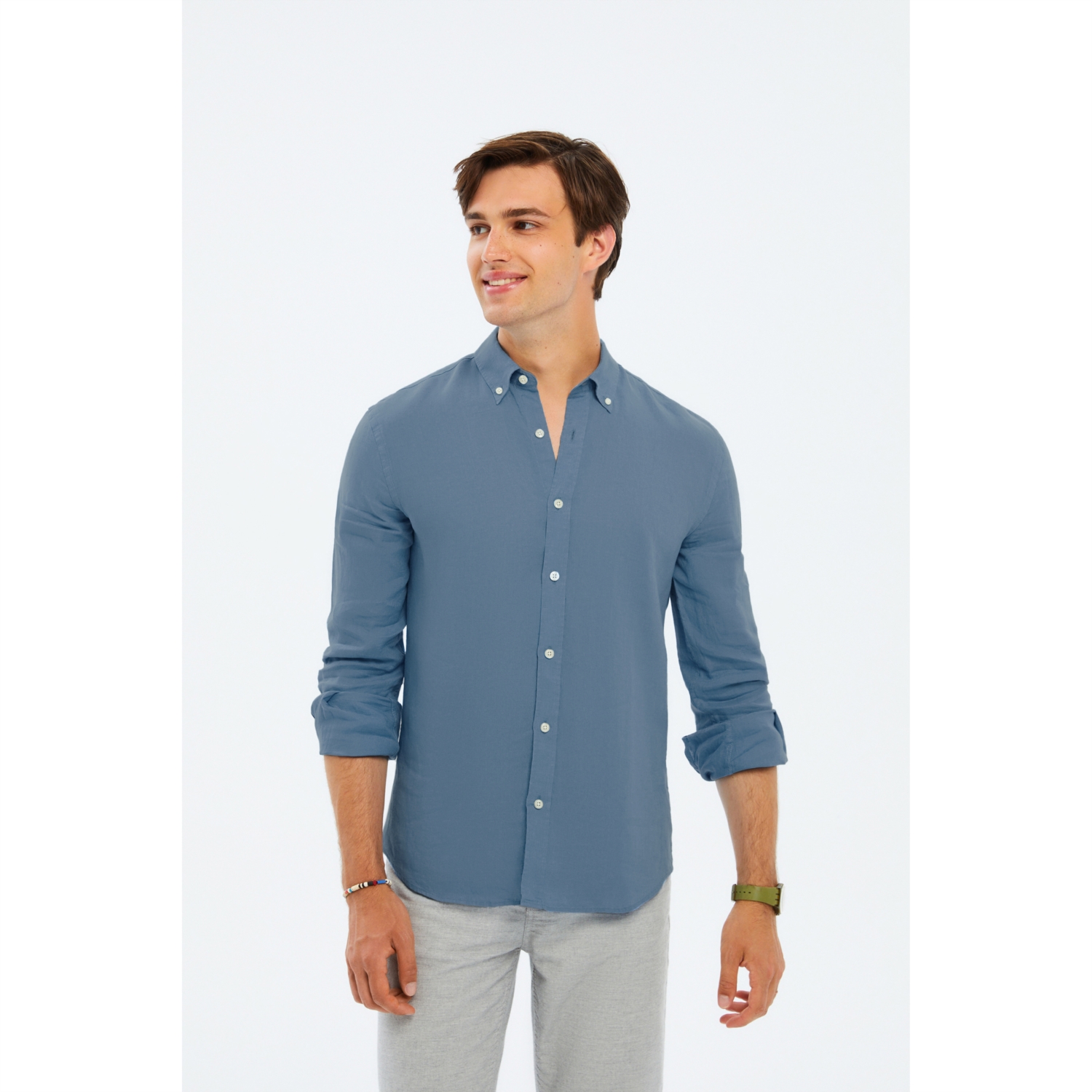 SLIM FIT KETEN GÖMLEK