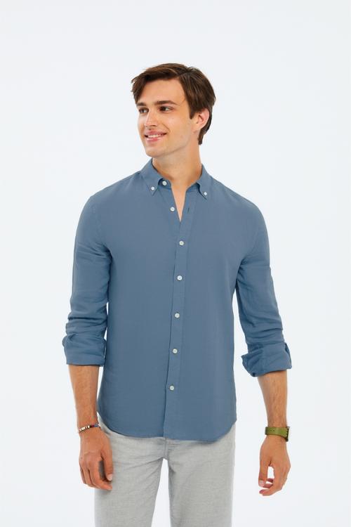  SLIM FIT KETEN GÖMLEK