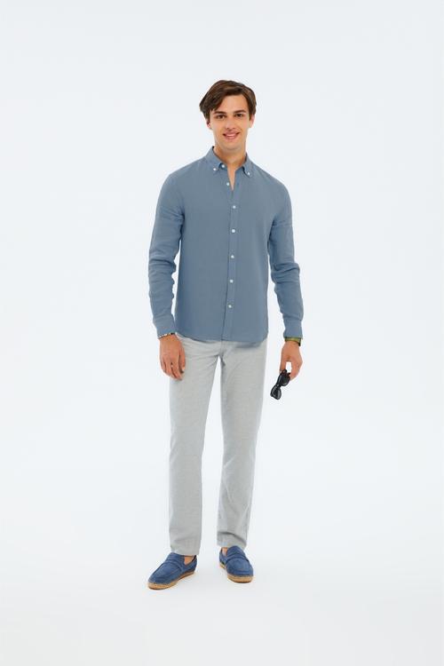  SLIM FIT KETEN GÖMLEK