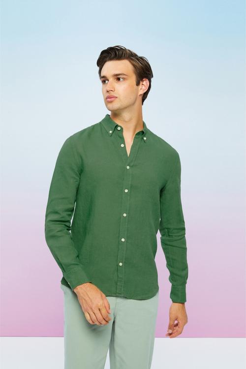  SLIM FIT KETEN GÖMLEK