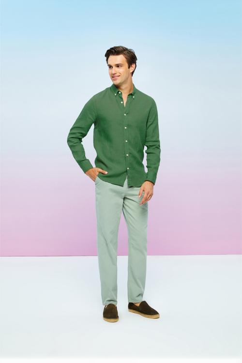  SLIM FIT KETEN GÖMLEK