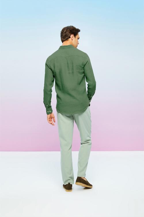  SLIM FIT KETEN GÖMLEK