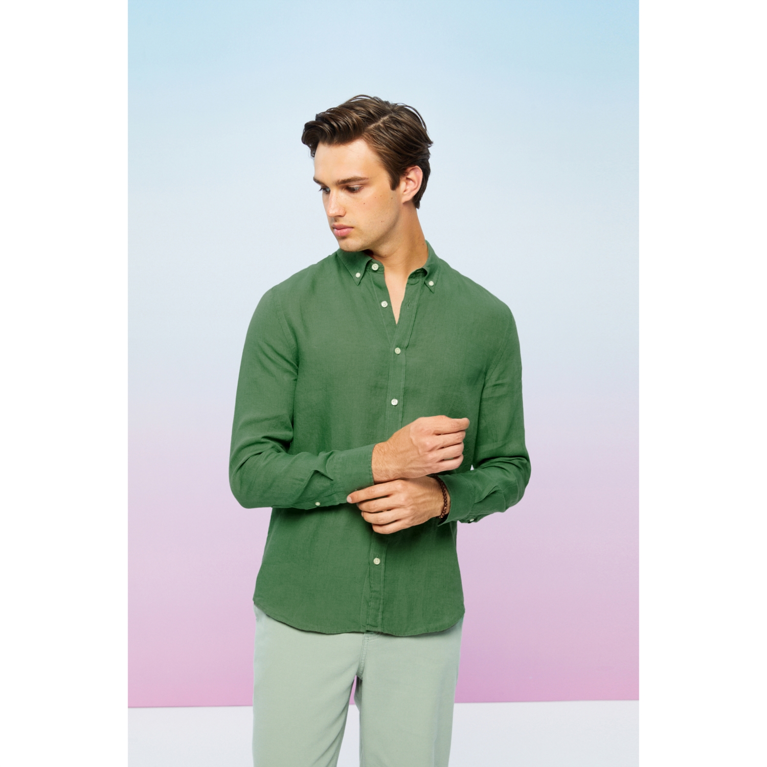 SLIM FIT KETEN GÖMLEK