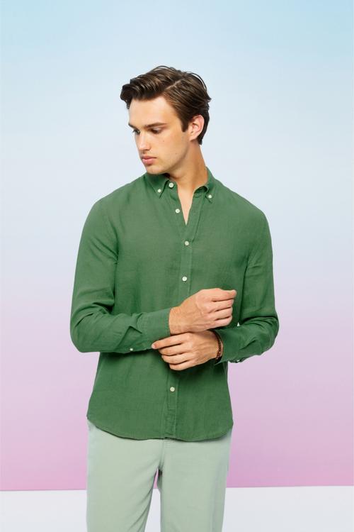  SLIM FIT KETEN GÖMLEK