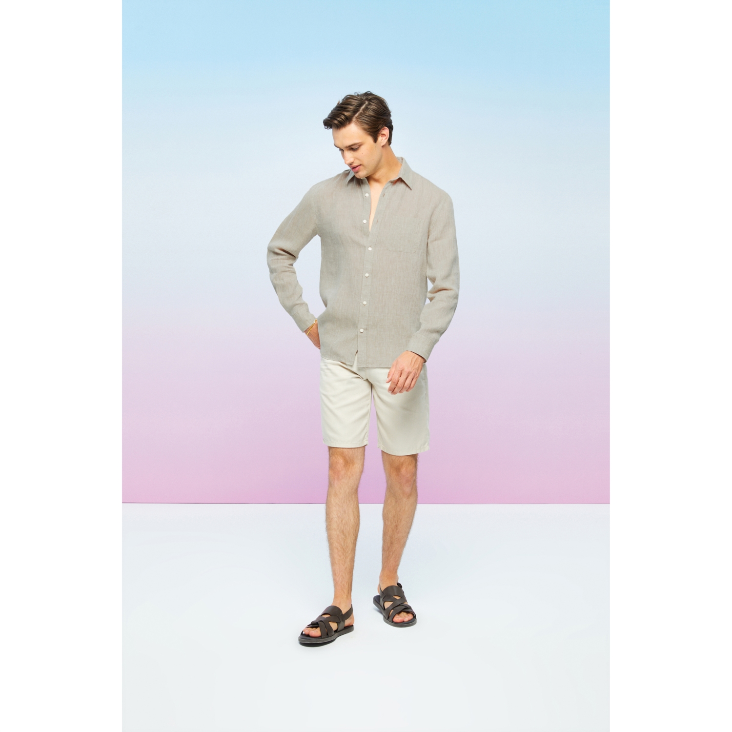 REGULAR FIT KETEN GÖMLEK