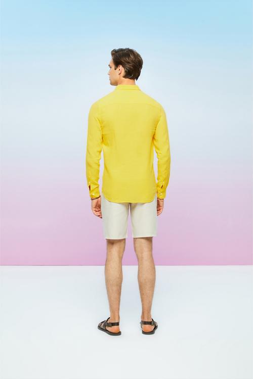  SLIM FIT NEON KETEN GÖMLEK