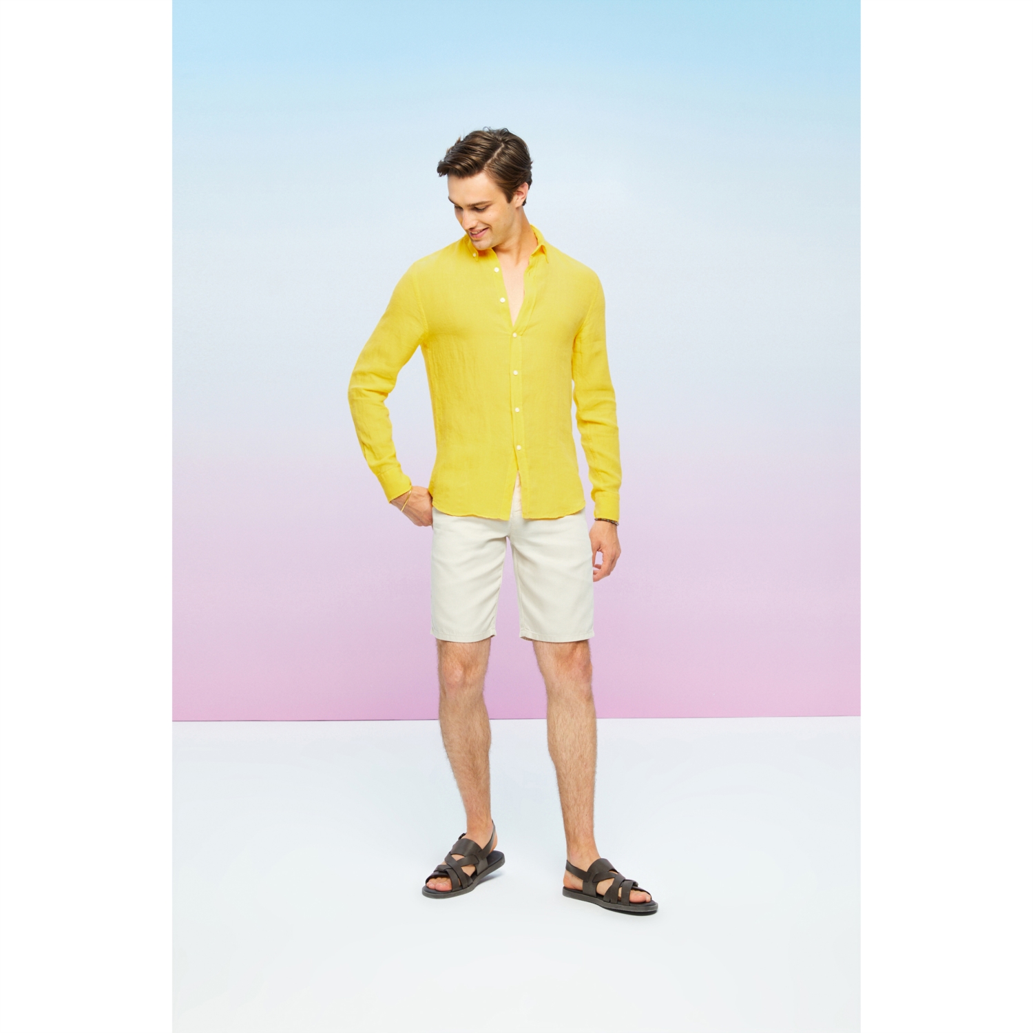 SLIM FIT NEON KETEN GÖMLEK