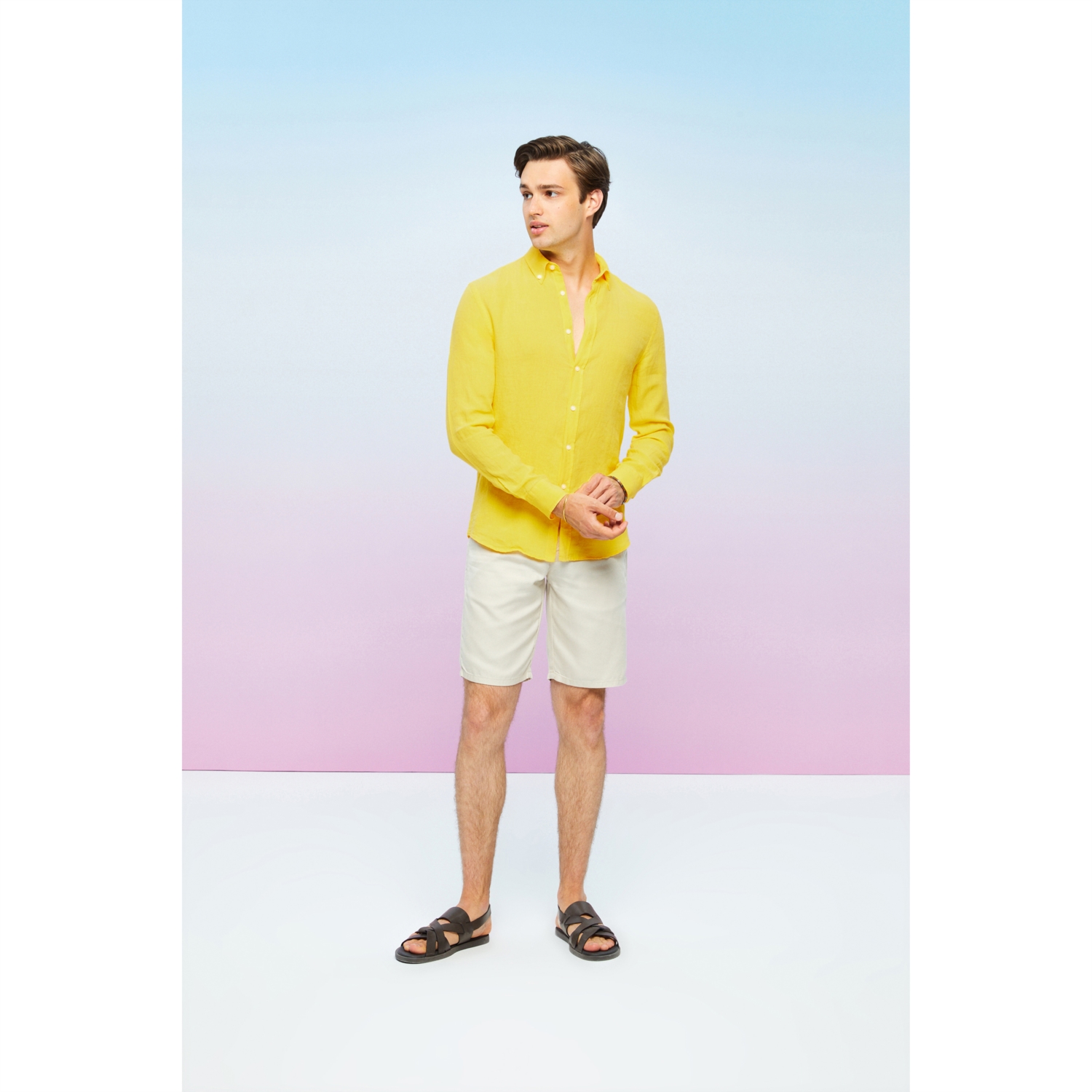 SLIM FIT NEON KETEN GÖMLEK