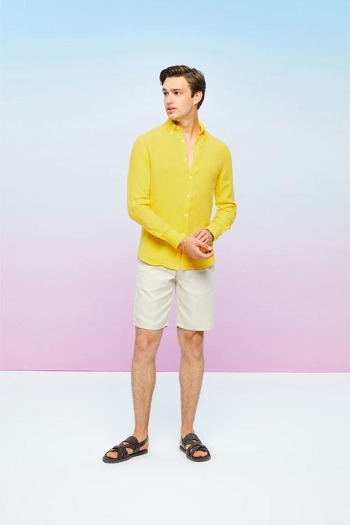  SLIM FIT NEON KETEN GÖMLEK