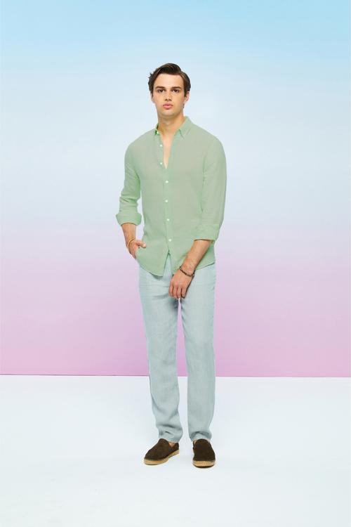  SLIM FIT NEON KETEN GÖMLEK