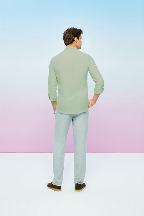  SLIM FIT NEON KETEN GÖMLEK