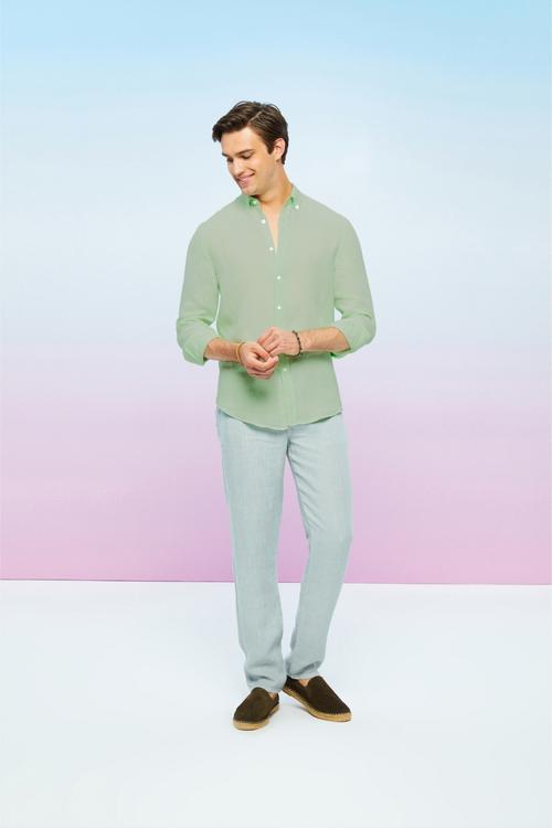  SLIM FIT NEON KETEN GÖMLEK