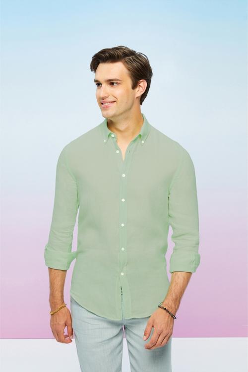  SLIM FIT NEON KETEN GÖMLEK