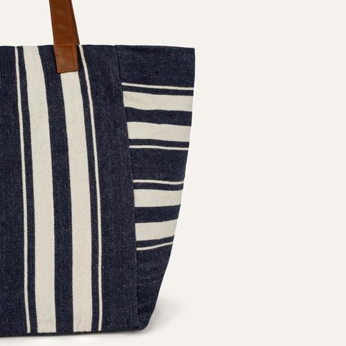  ÇİZGİLİ KANVAS OMUZ ÇANTASI