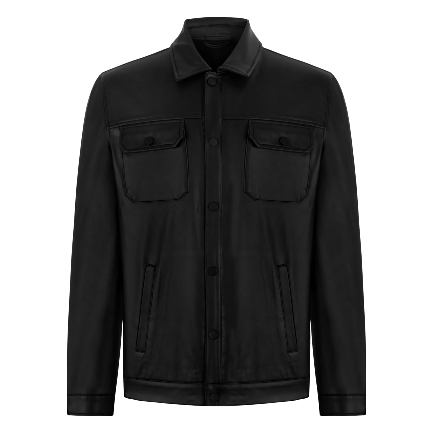 DERİ GÖRÜNÜMLÜ CEPLİ CEKET