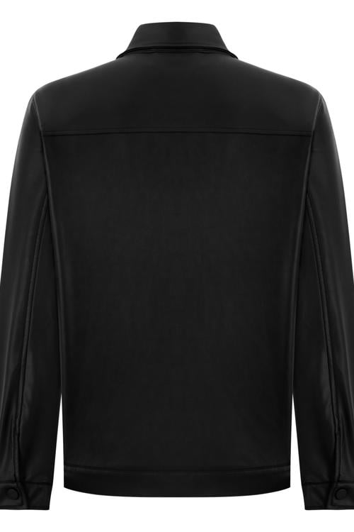  DERİ GÖRÜNÜMLÜ CEPLİ CEKET