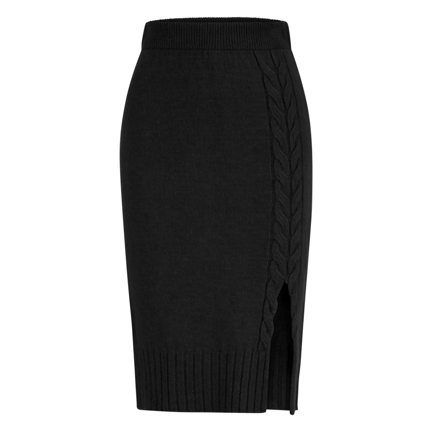 YIRTMAÇLI DÜZ KESİM MİDİ TRİKO ETEK