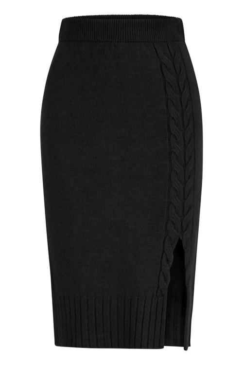  YIRTMAÇLI DÜZ KESİM MİDİ TRİKO ETEK