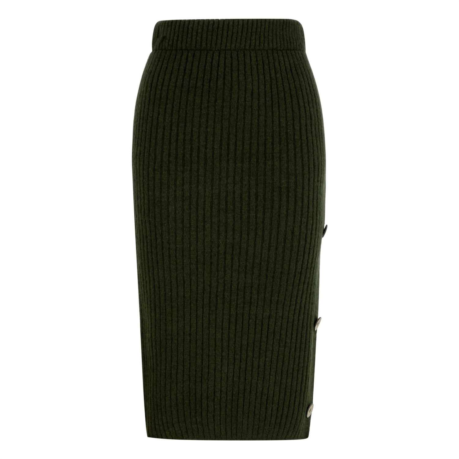 DÜĞME DETAYLI MİDİ TRİKO ETEK