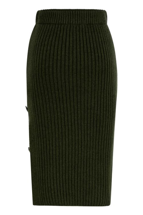  DÜĞME DETAYLI MİDİ TRİKO ETEK