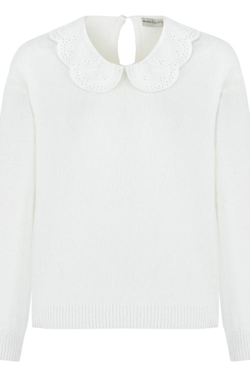  FİSTO İŞLEMELİ BEBE YAKA TRİKO KAZAK