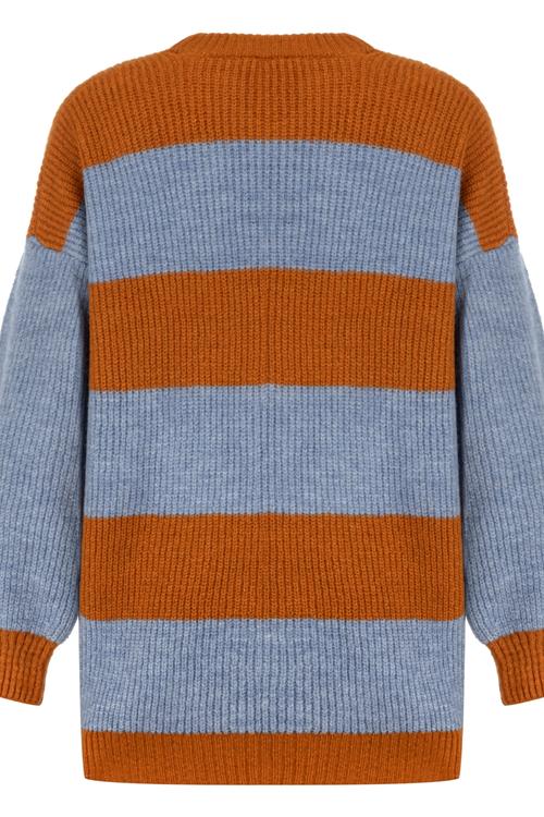  RENK BLOKLU ÇİZGİLİ KAZAK