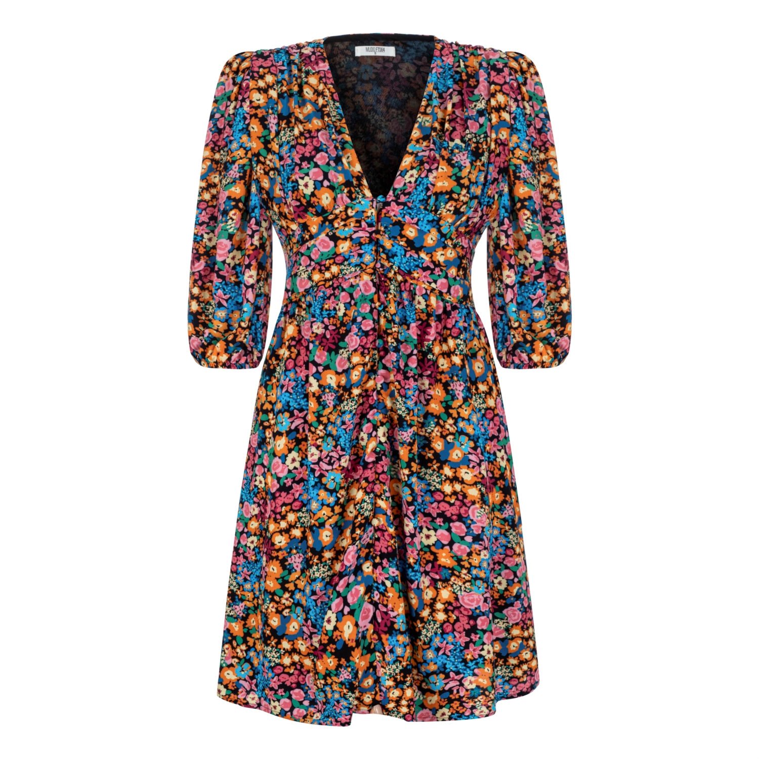 ÇİÇEK DESENLİ A FORM MİNİ ELBİSE