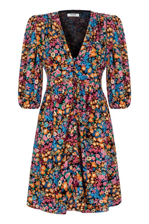  ÇİÇEK DESENLİ A FORM MİNİ ELBİSE