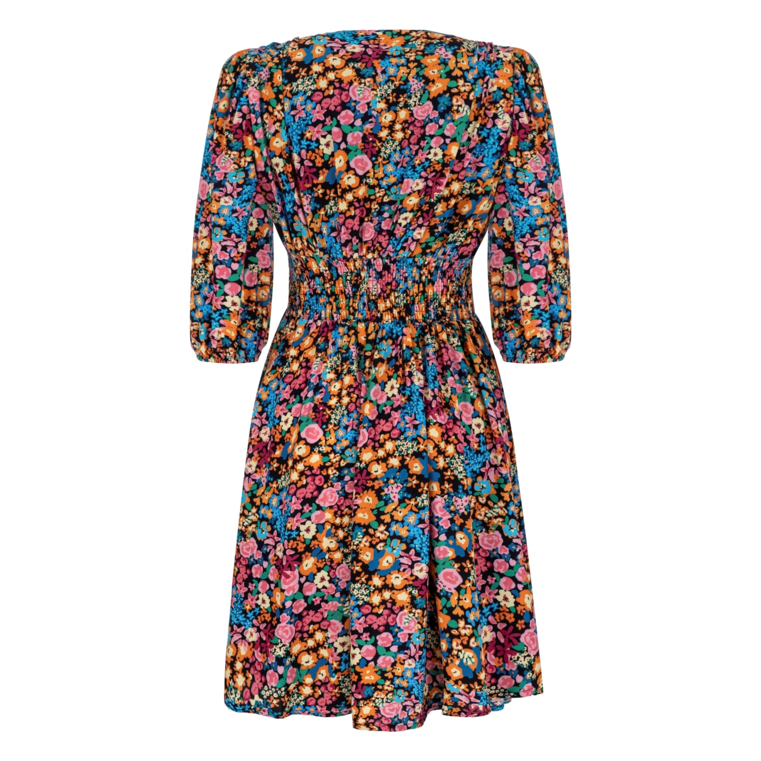 ÇİÇEK DESENLİ A FORM MİNİ ELBİSE