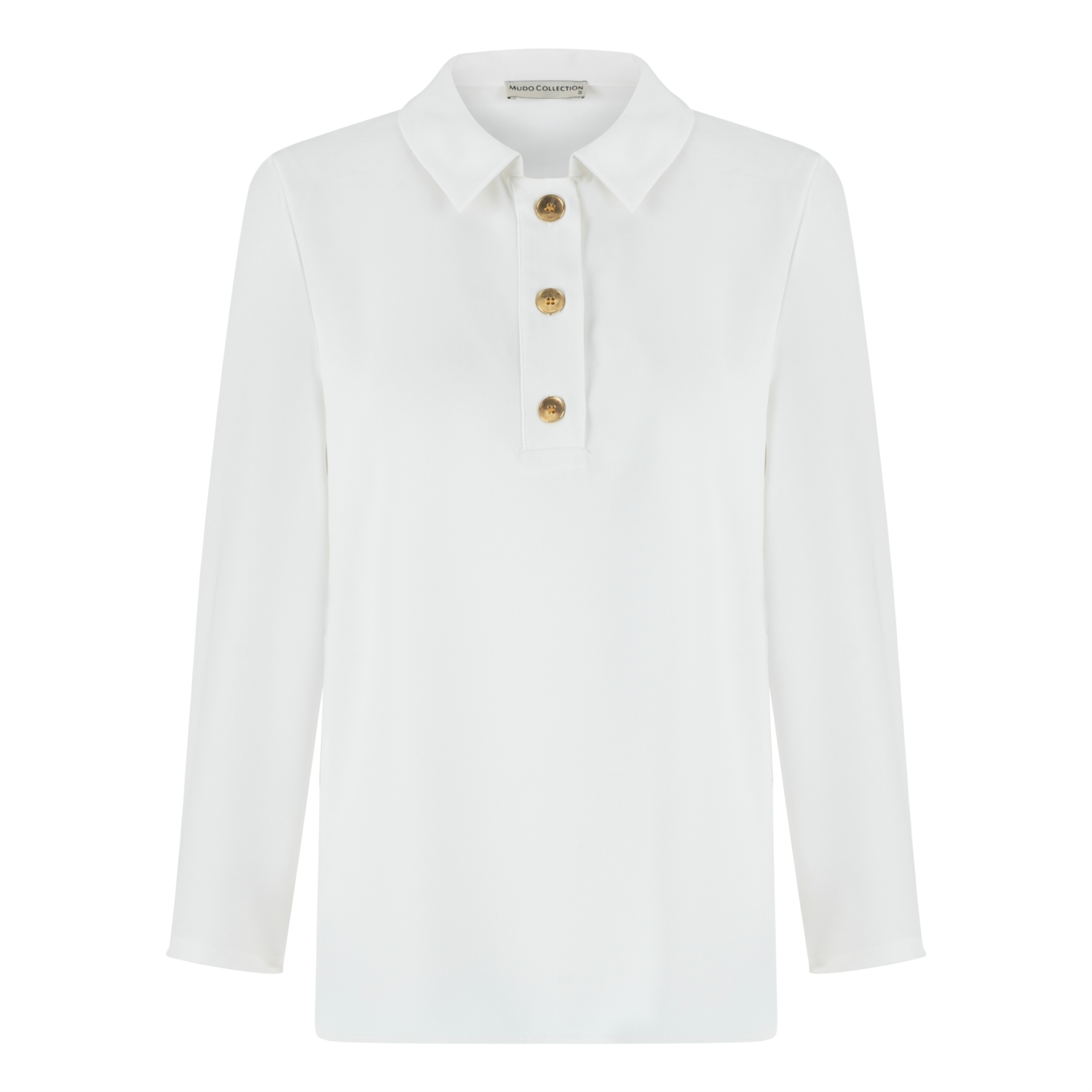 DÜĞME DETAYLI GÖMLEK YAKA BLUZ