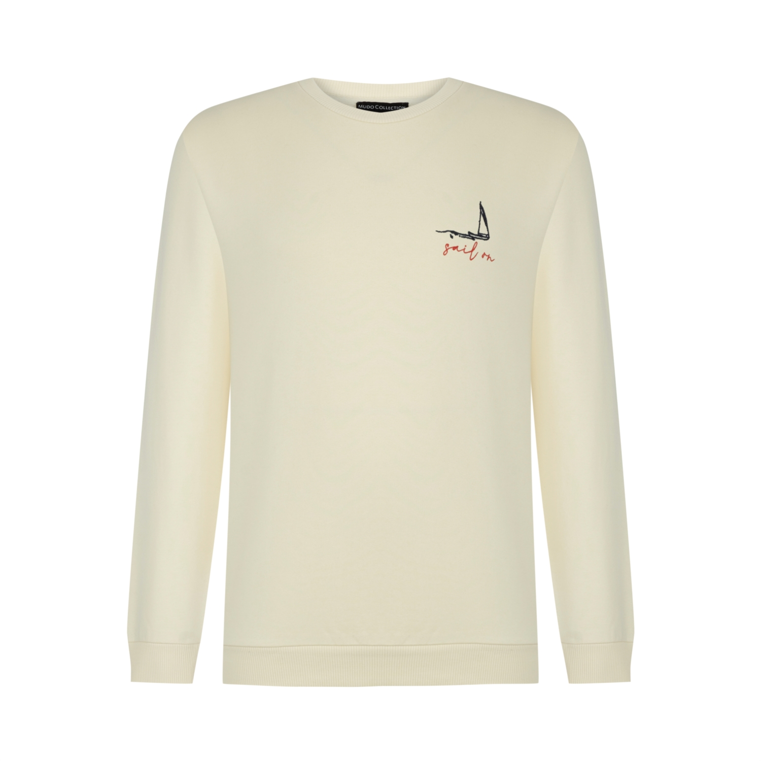 YELKEN NAKIŞLI BİSİKLET YAKA SWEATSHIRT