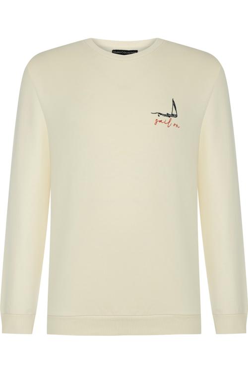  YELKEN NAKIŞLI BİSİKLET YAKA SWEATSHIRT