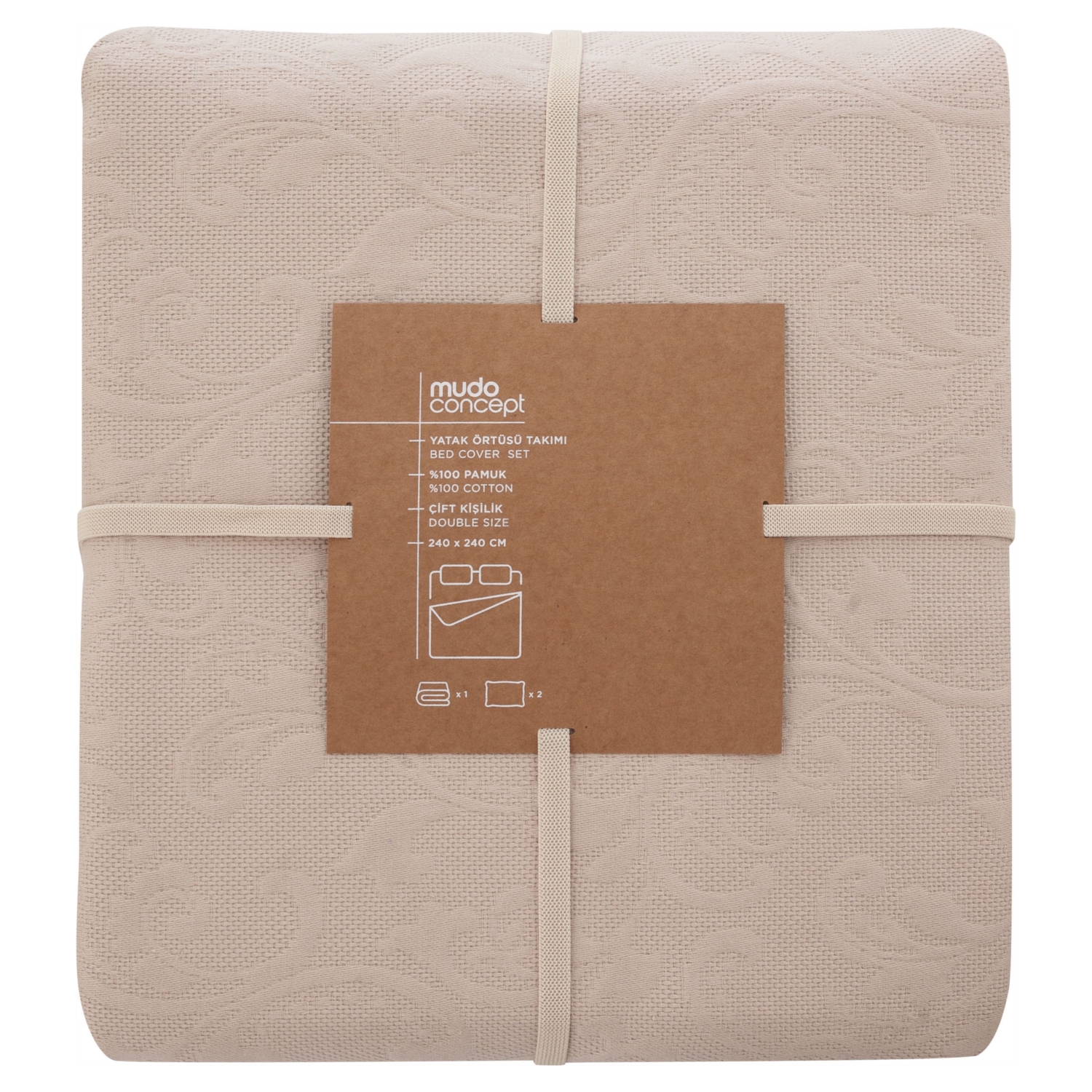 BELL ÇİFT KİŞİLİK YATAK ÖRTÜSÜ TAKIMI BEJ 240X240