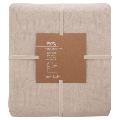  BELL ÇİFT KİŞİLİK YATAK ÖRTÜSÜ TAKIMI BEJ 240X240