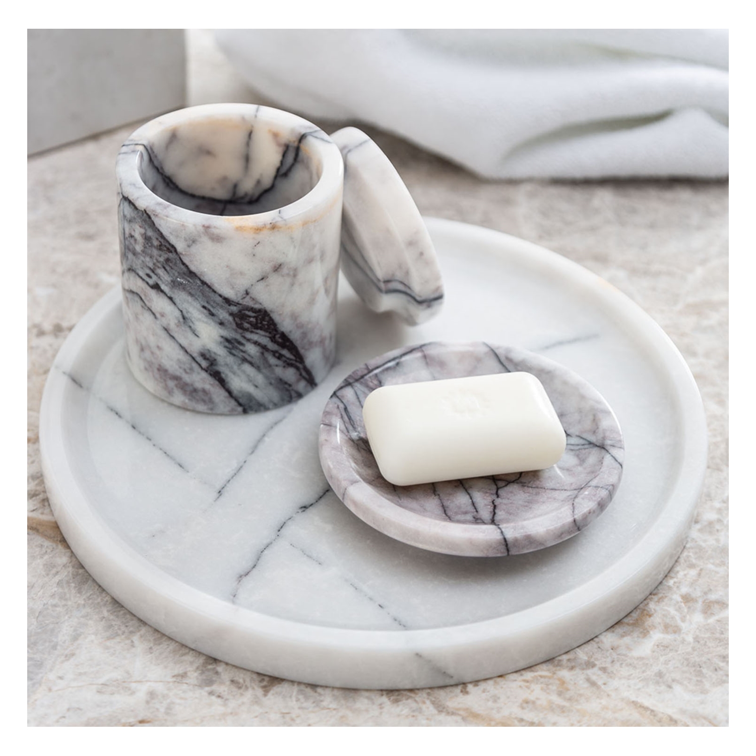 MARBLE SİYAH BEYAZ KAHVE 5'Lİ BANYO SETİ