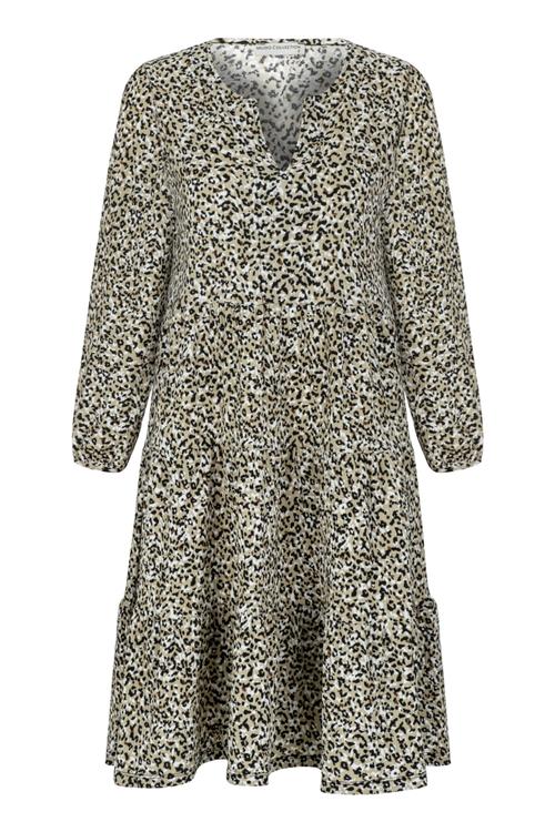  LEOPAR DESENLİ UZUN KOLLU MİNİ KLOŞ ELBİSE