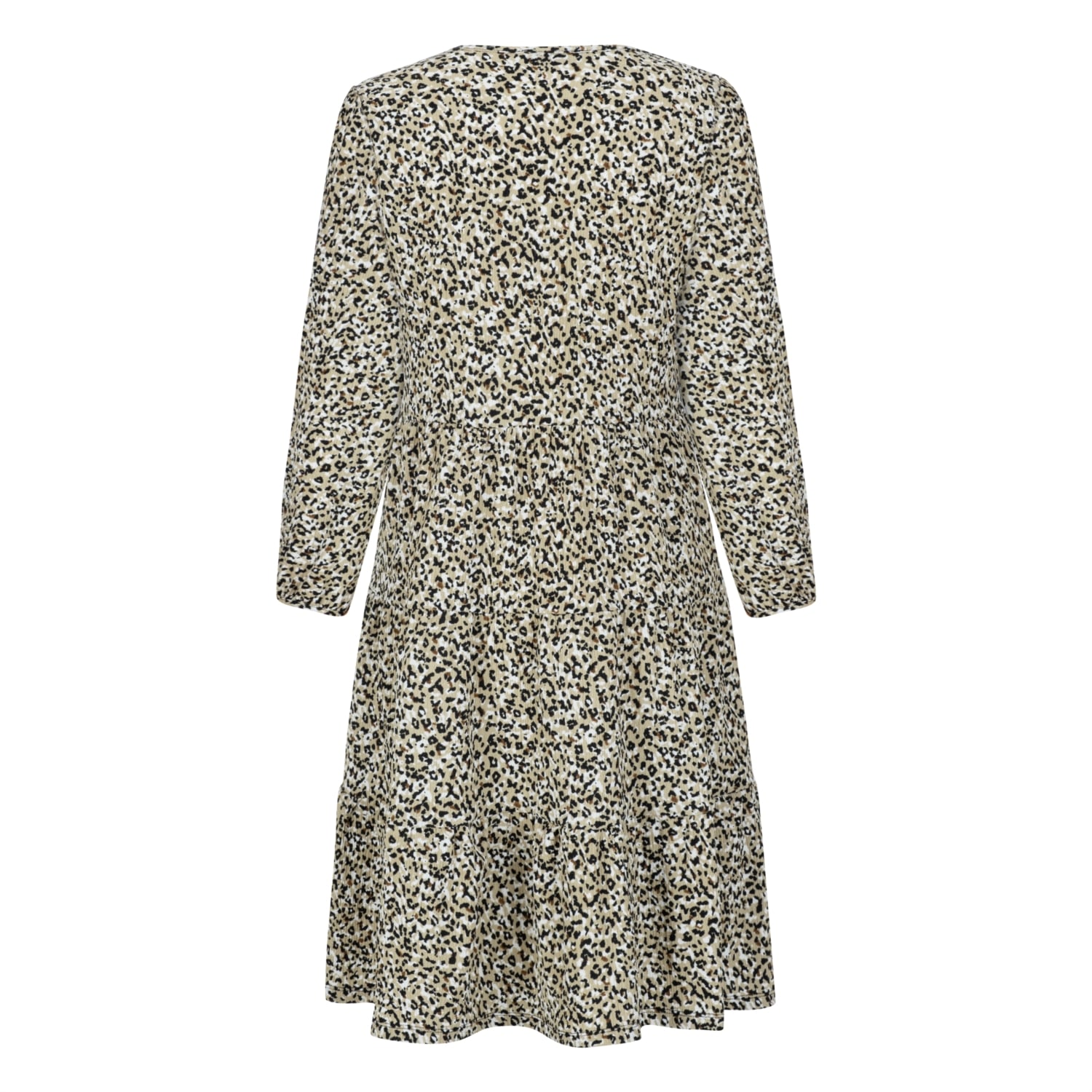 LEOPAR DESENLİ UZUN KOLLU MİNİ KLOŞ ELBİSE